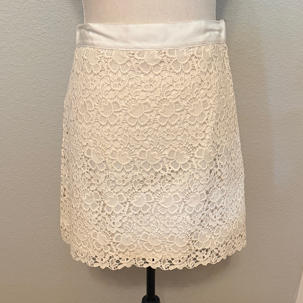 LOFT Cream Lace Mini Skirt